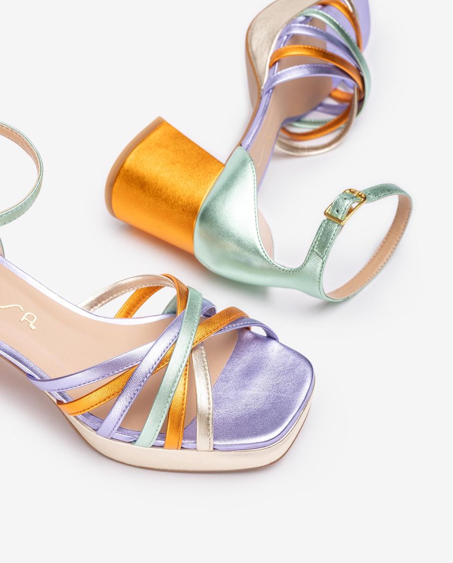 Sandales à brides métalliques Unisa pour femme - Multicolore
