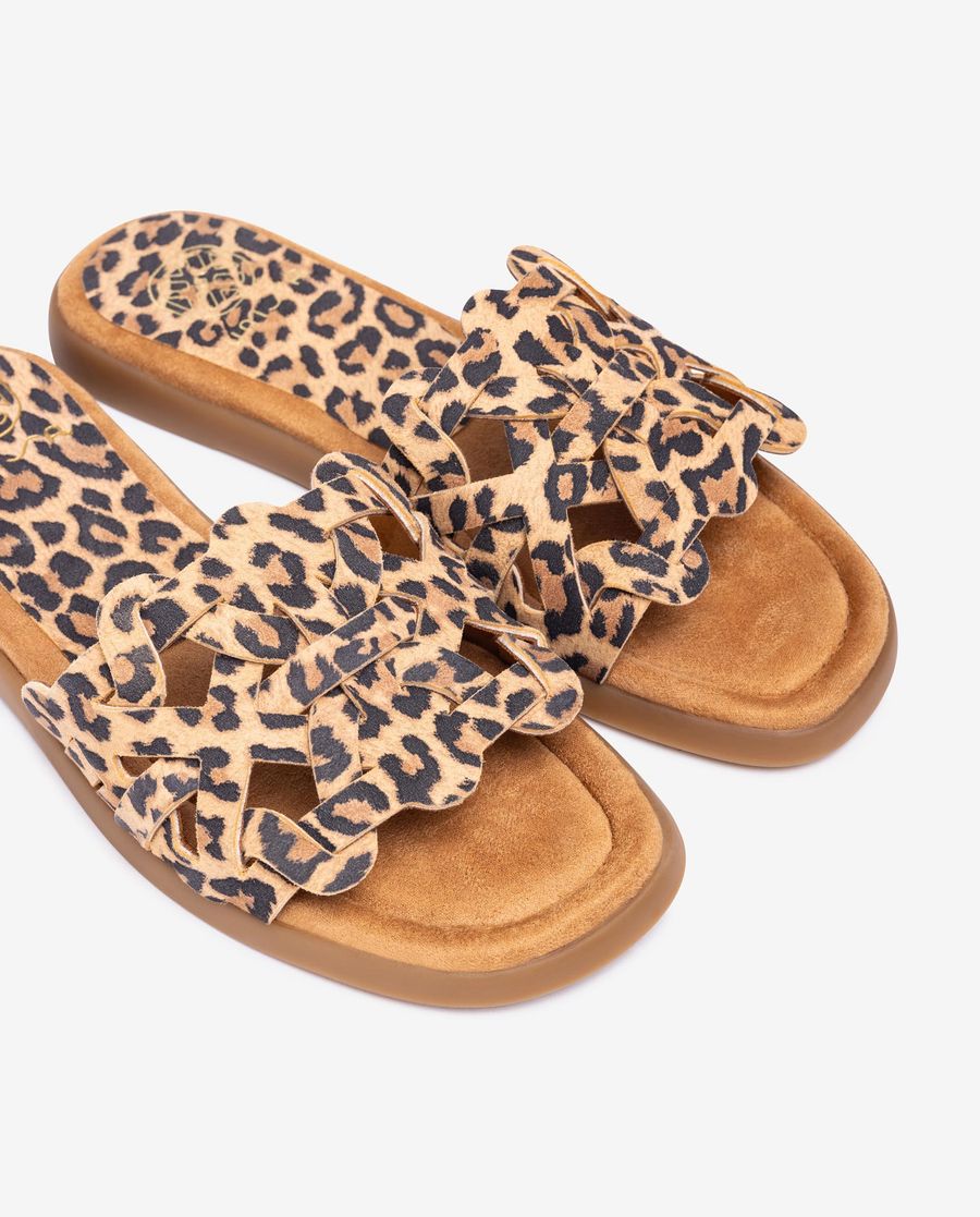 Sandales plates Unisa pour femme avec tige géométrique - Marron
