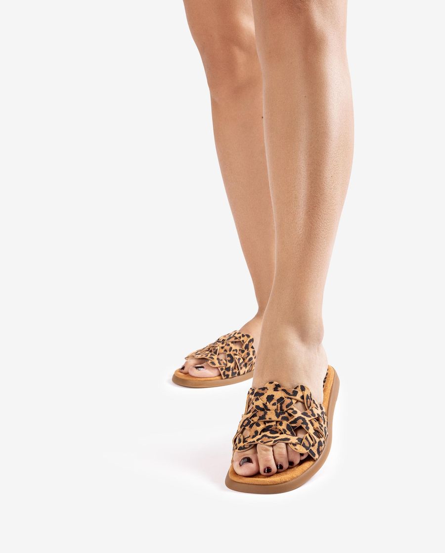 Sandales plates Unisa pour femme avec tige géométrique - Marron
