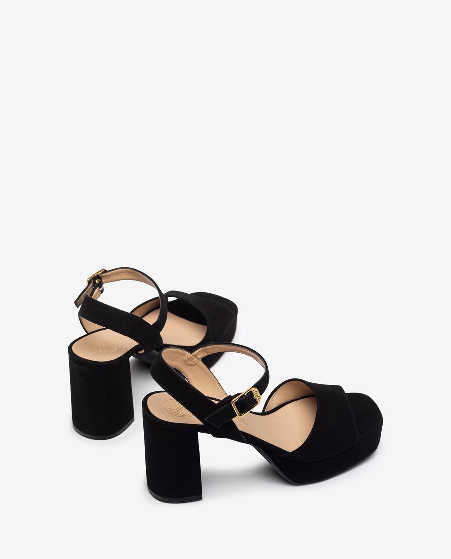 Sandales Unisa Femme en cuir à talon carré - Noir