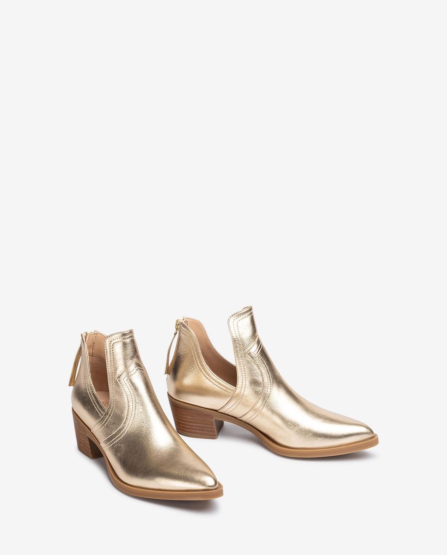 Bottines cowboy découpées Unisa pour femme - Doré