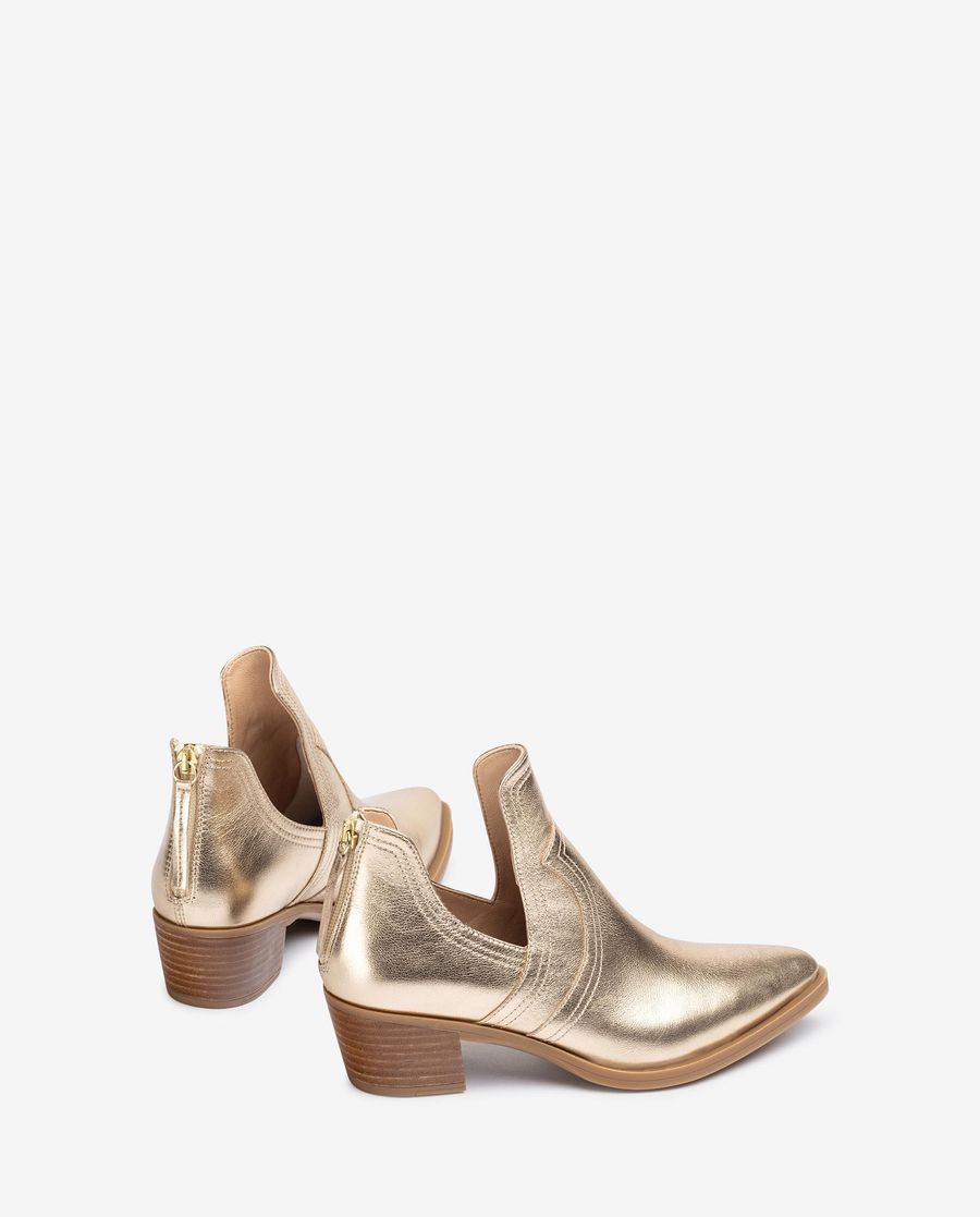 Bottines cowboy découpées Unisa pour femme - Doré