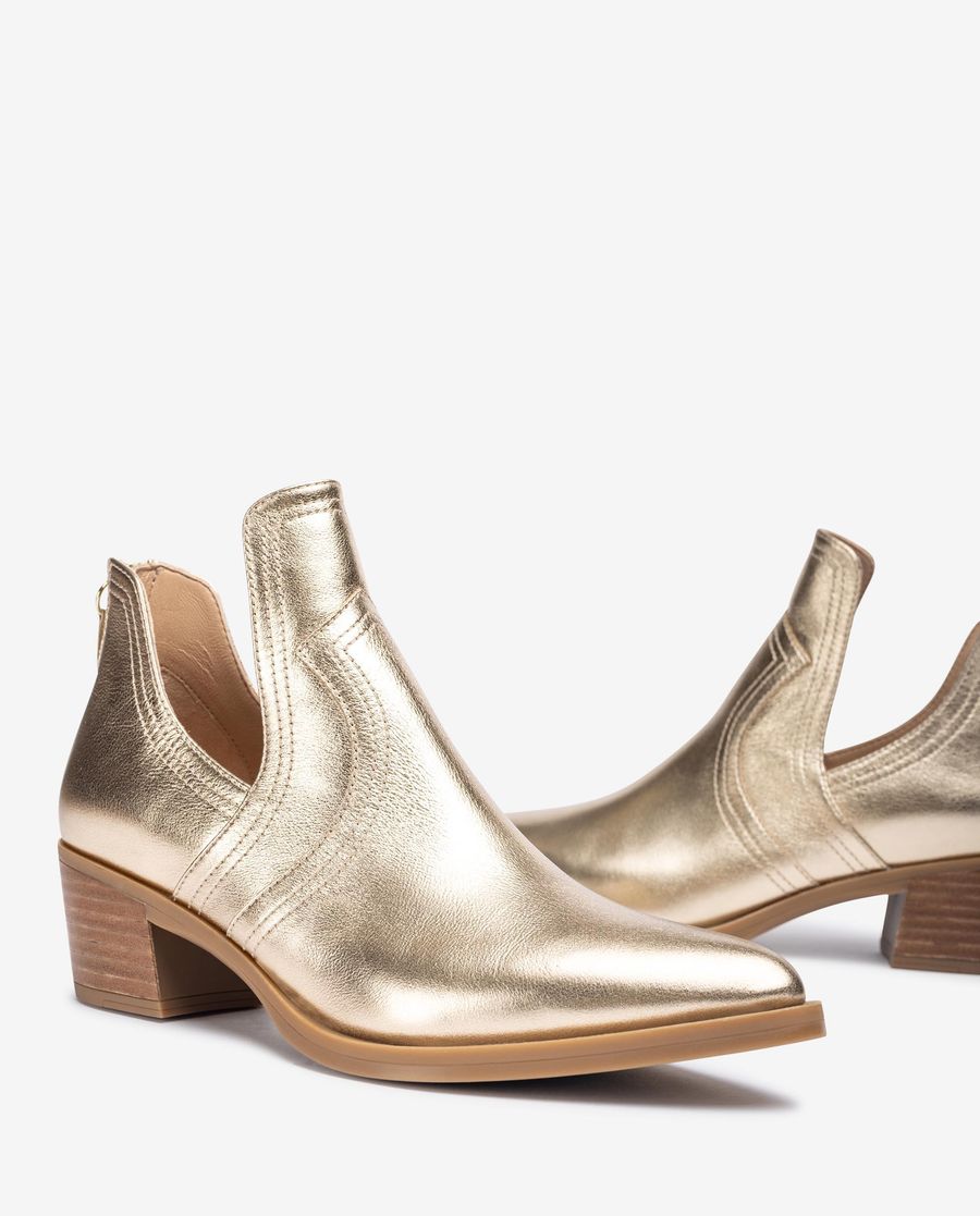 Bottines cowboy découpées Unisa pour femme - Doré
