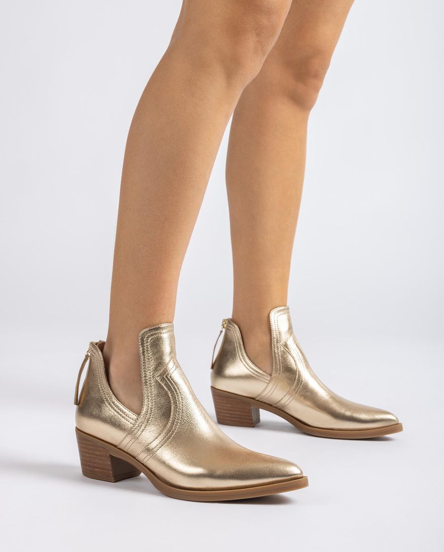 Bottines cowboy découpées Unisa pour femme - Doré