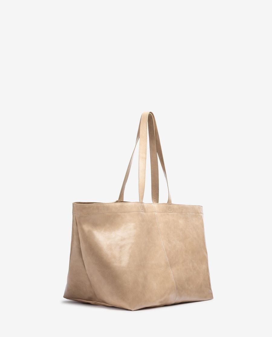 Maxi sac en cuir verni Unisa pour femme - Beige