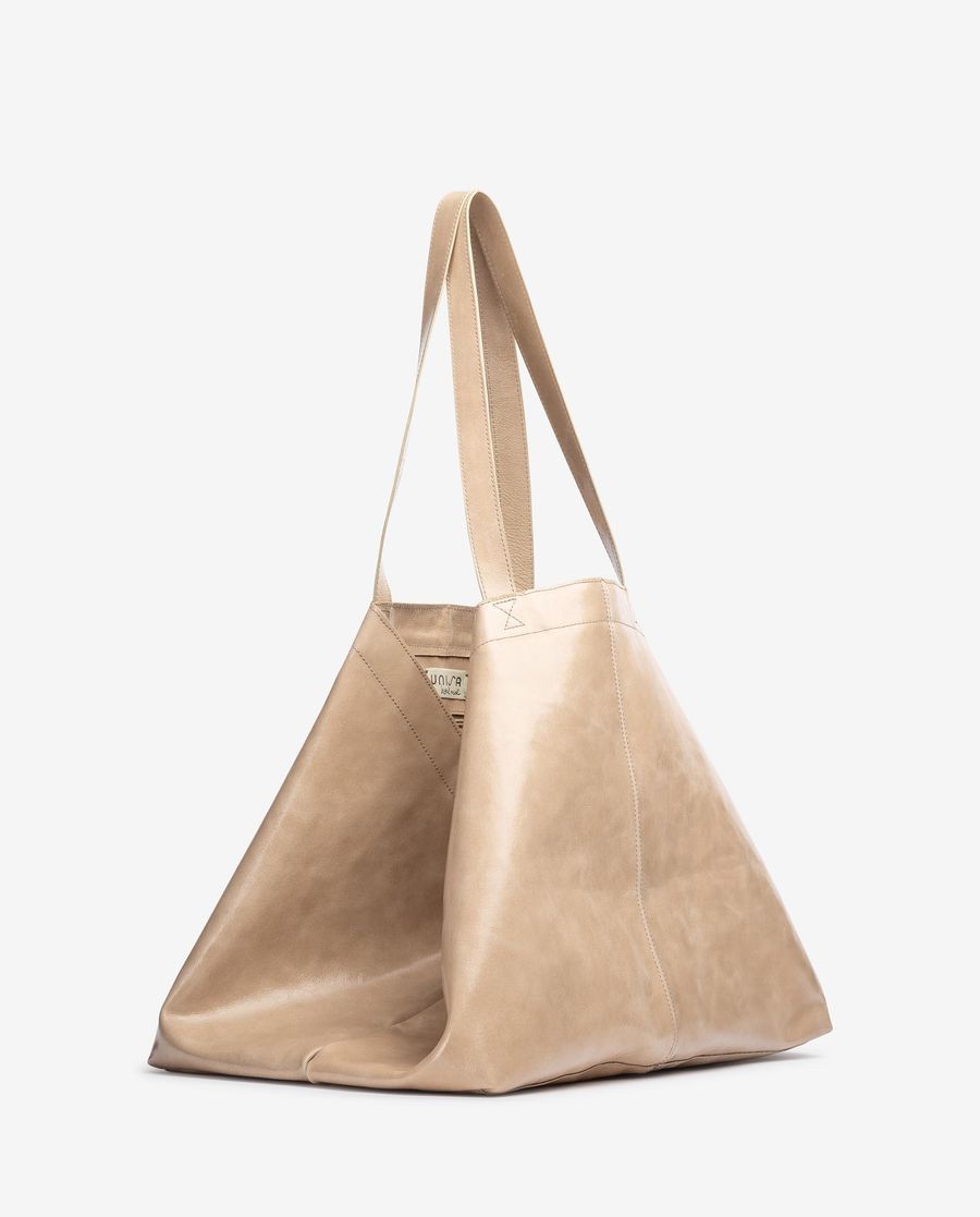 Maxi sac en cuir verni Unisa pour femme - Beige