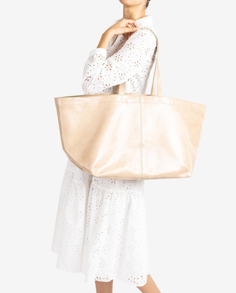 Maxi sac en cuir verni Unisa pour femme - Beige
