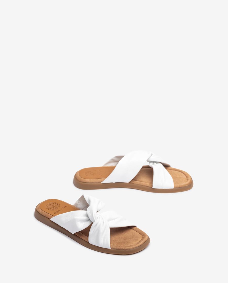 Sandales plates Unisa pour femme avec brides croisées - Blanc