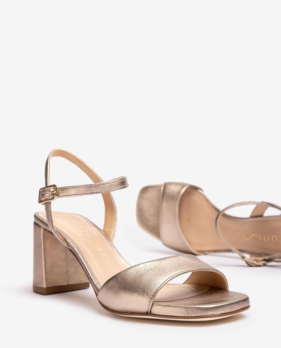 Sandales en cuir métallisé Unisa pour femme - Bronze