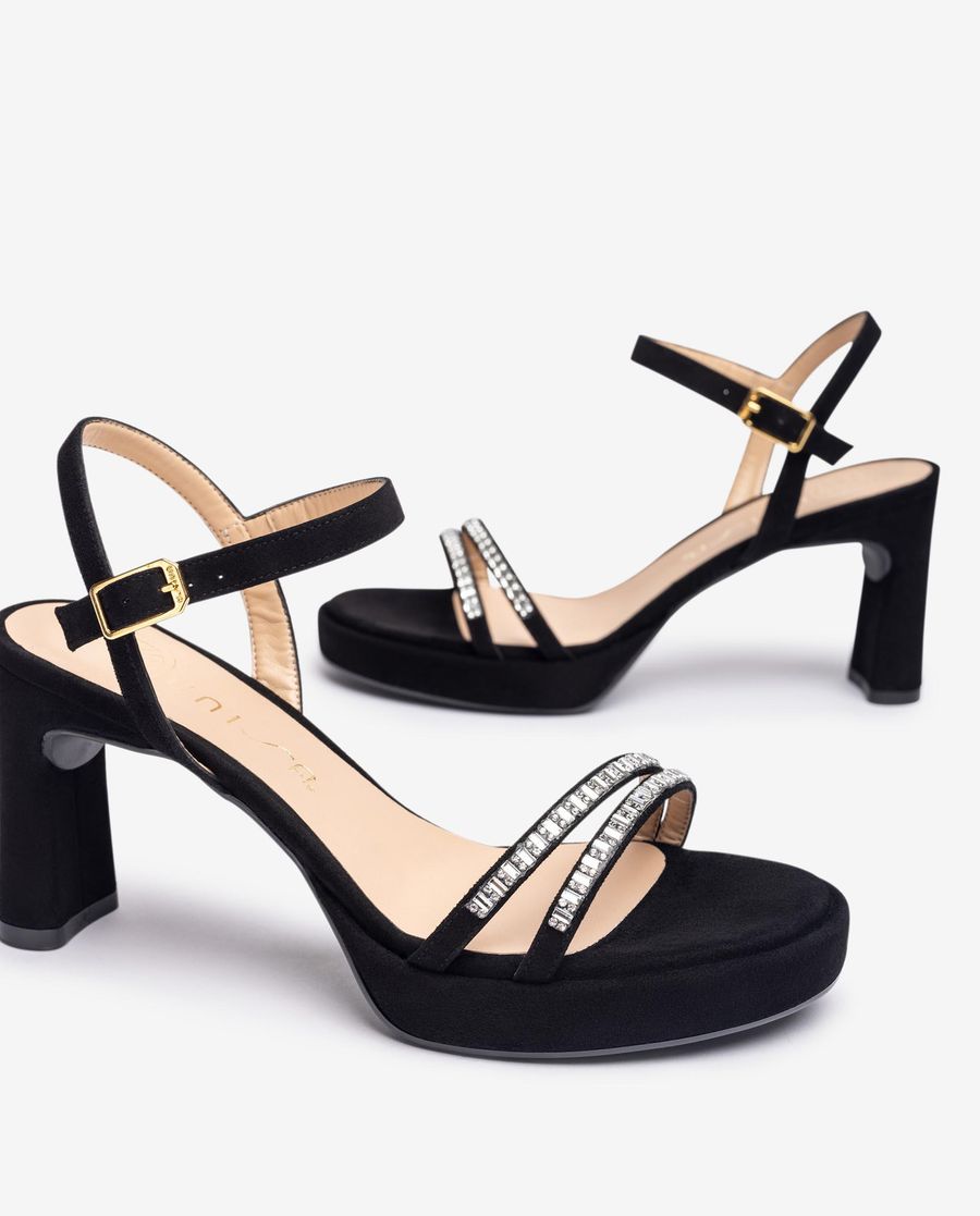 Sandales habillées à cristaux Unisa pour femme - Noir