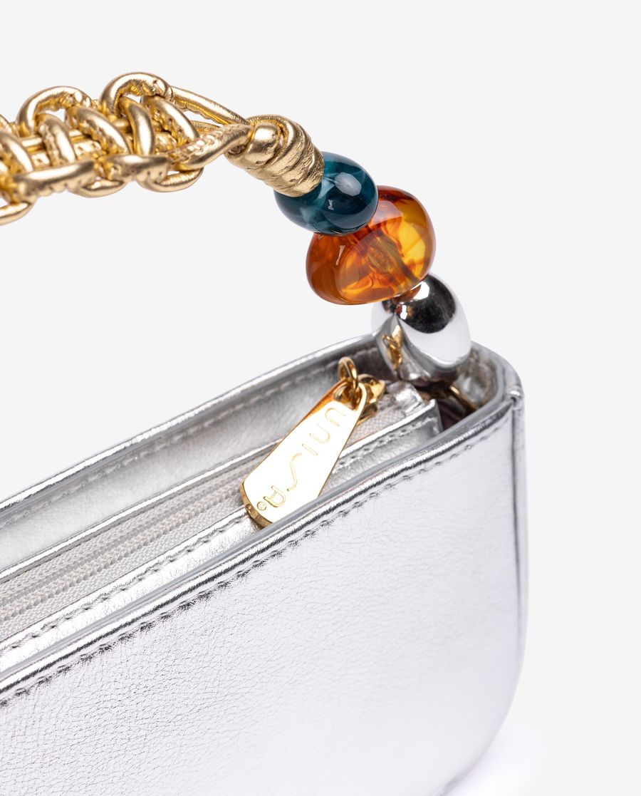 Sac à main Unisa Femme avec poignée tressée et ornement - Argent