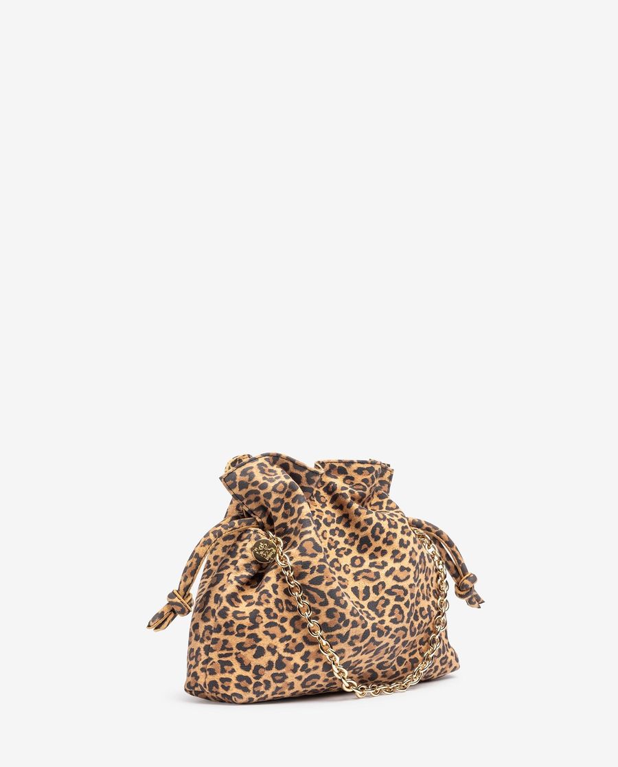 Sac froncé à imprimé animal pour femme - Marron
