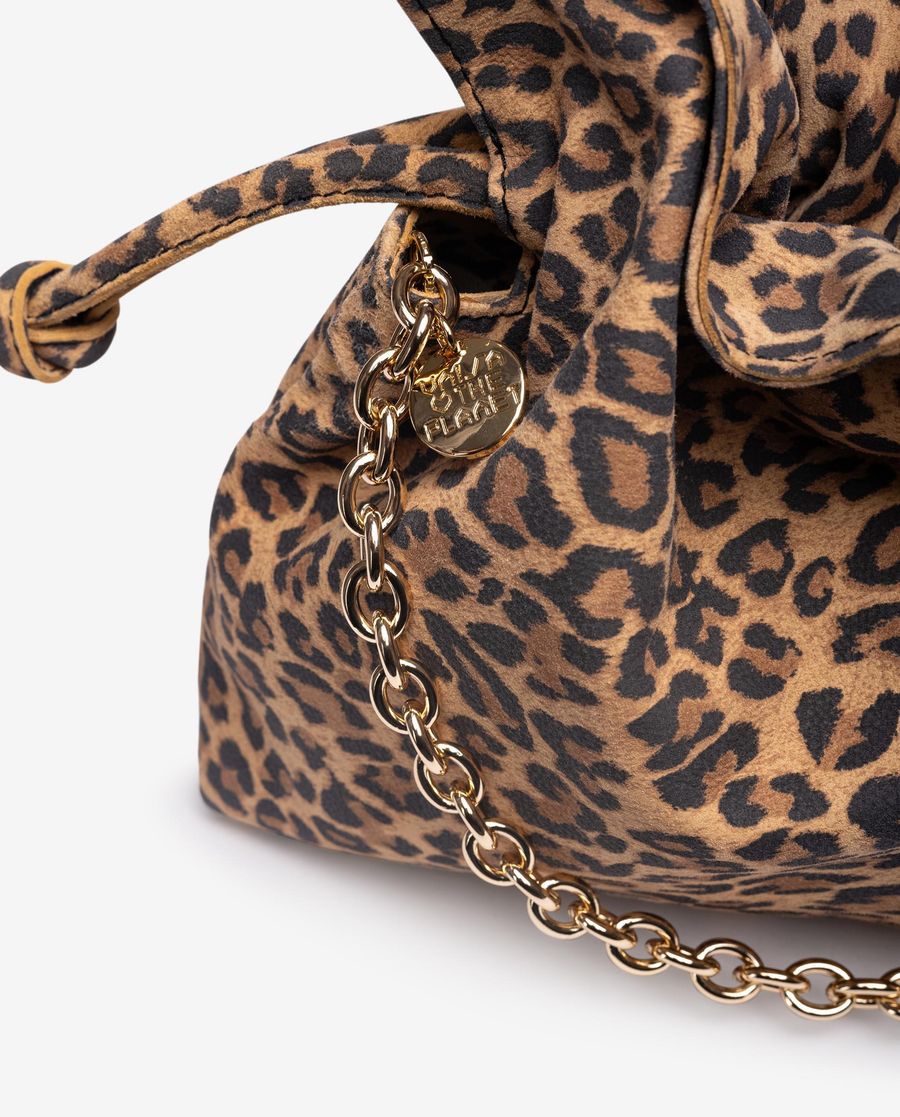 Sac froncé à imprimé animal pour femme - Marron
