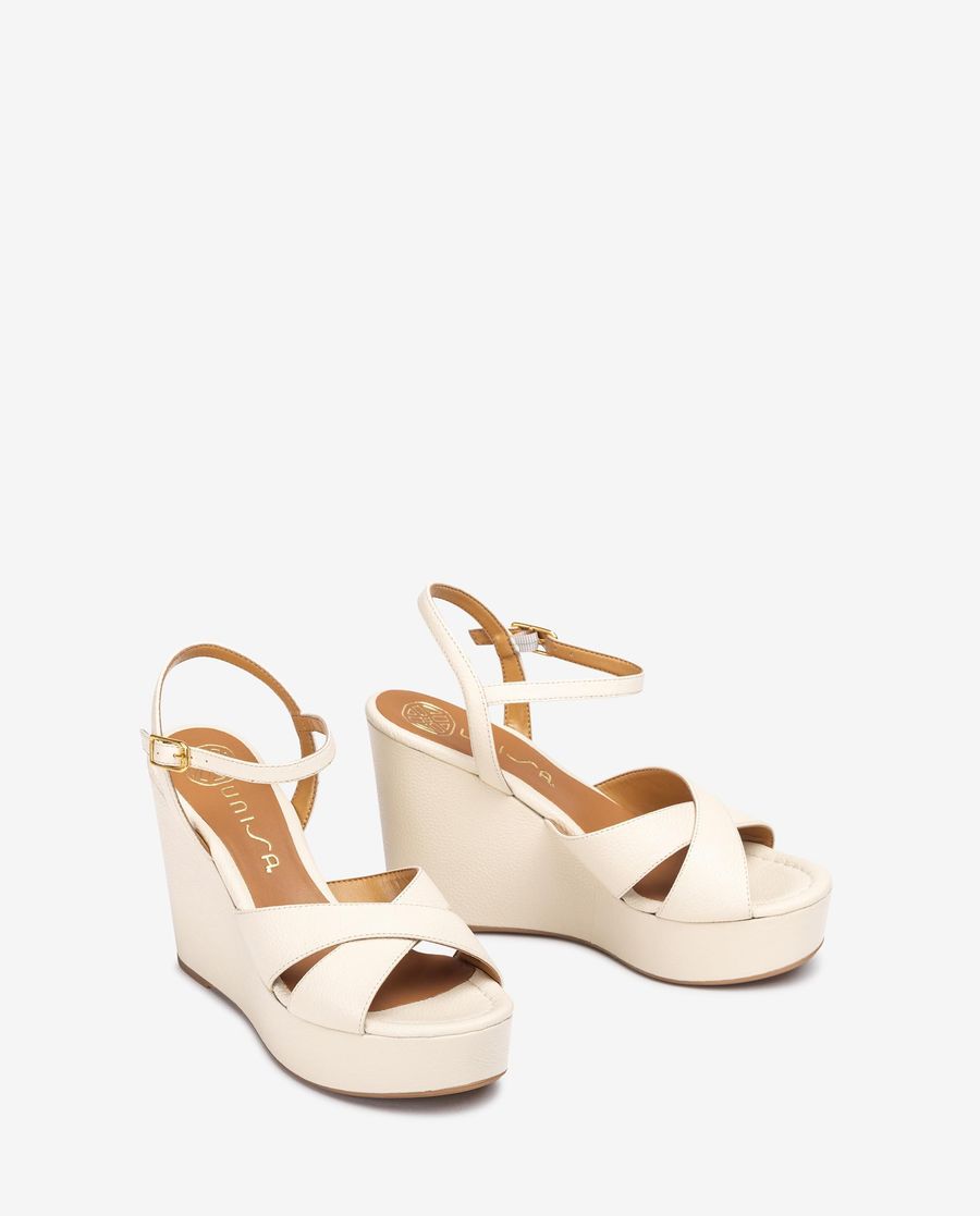 Sandales compensées hautes Unisa pour femme - Blanc