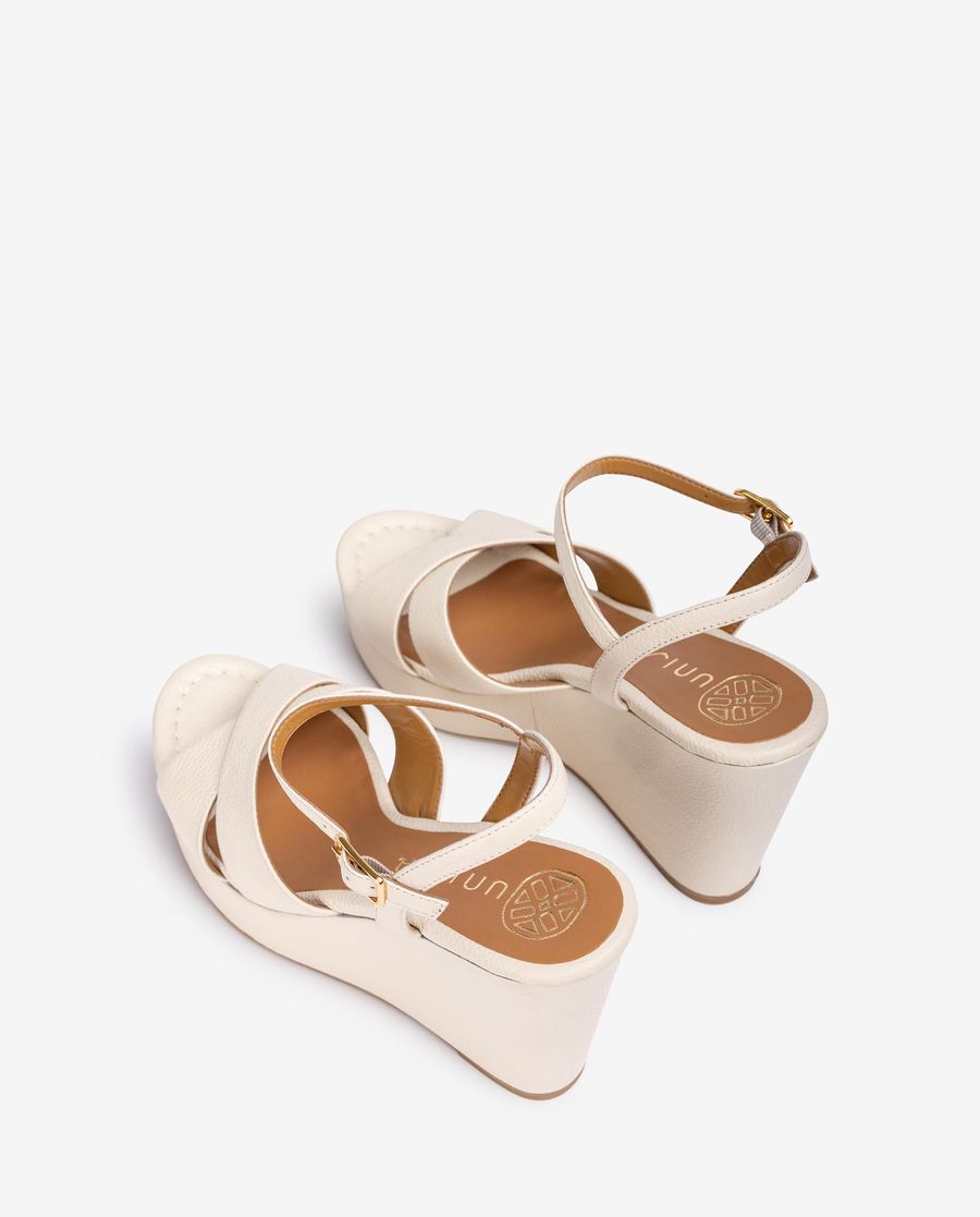 Sandales compensées hautes Unisa pour femme - Blanc