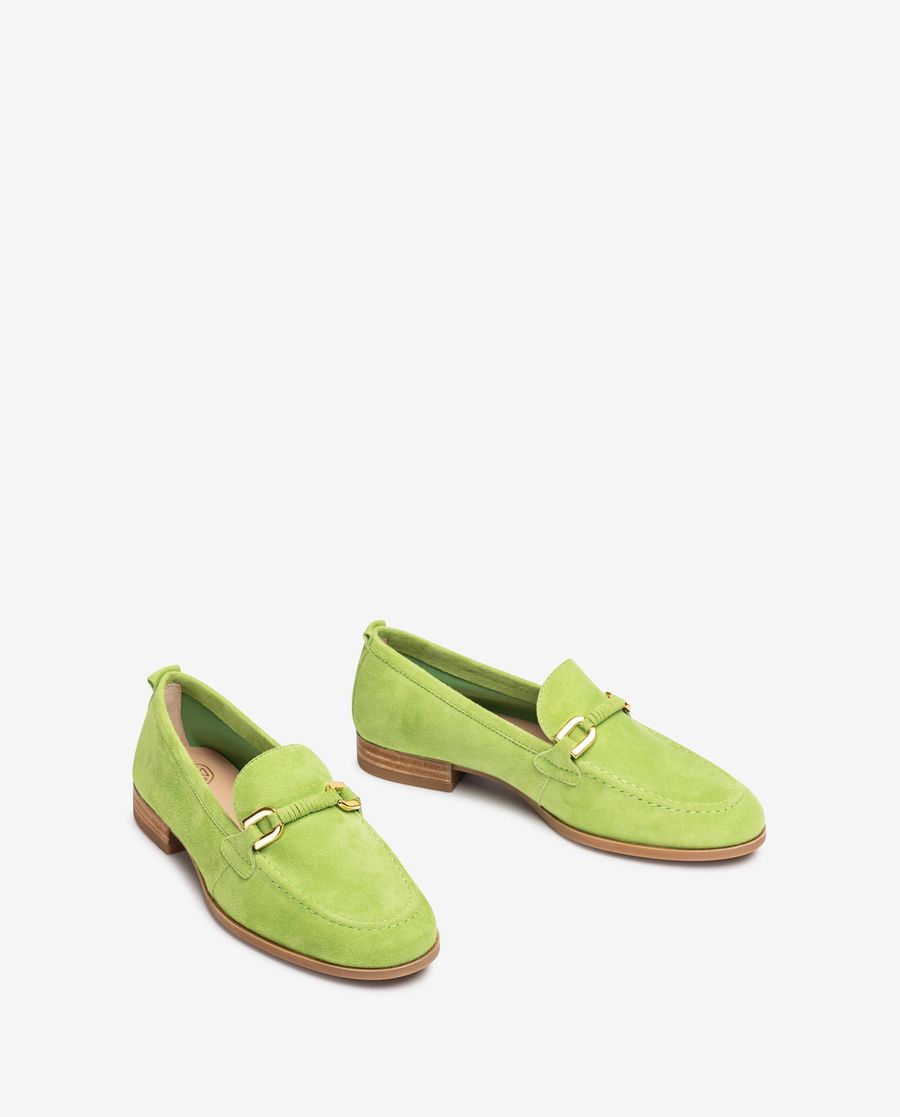 Mocassin Unisa pour femme avec garniture en cuir assortie - Vert