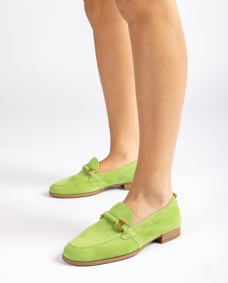 Mocassin Unisa pour femme avec garniture en cuir assortie - Vert