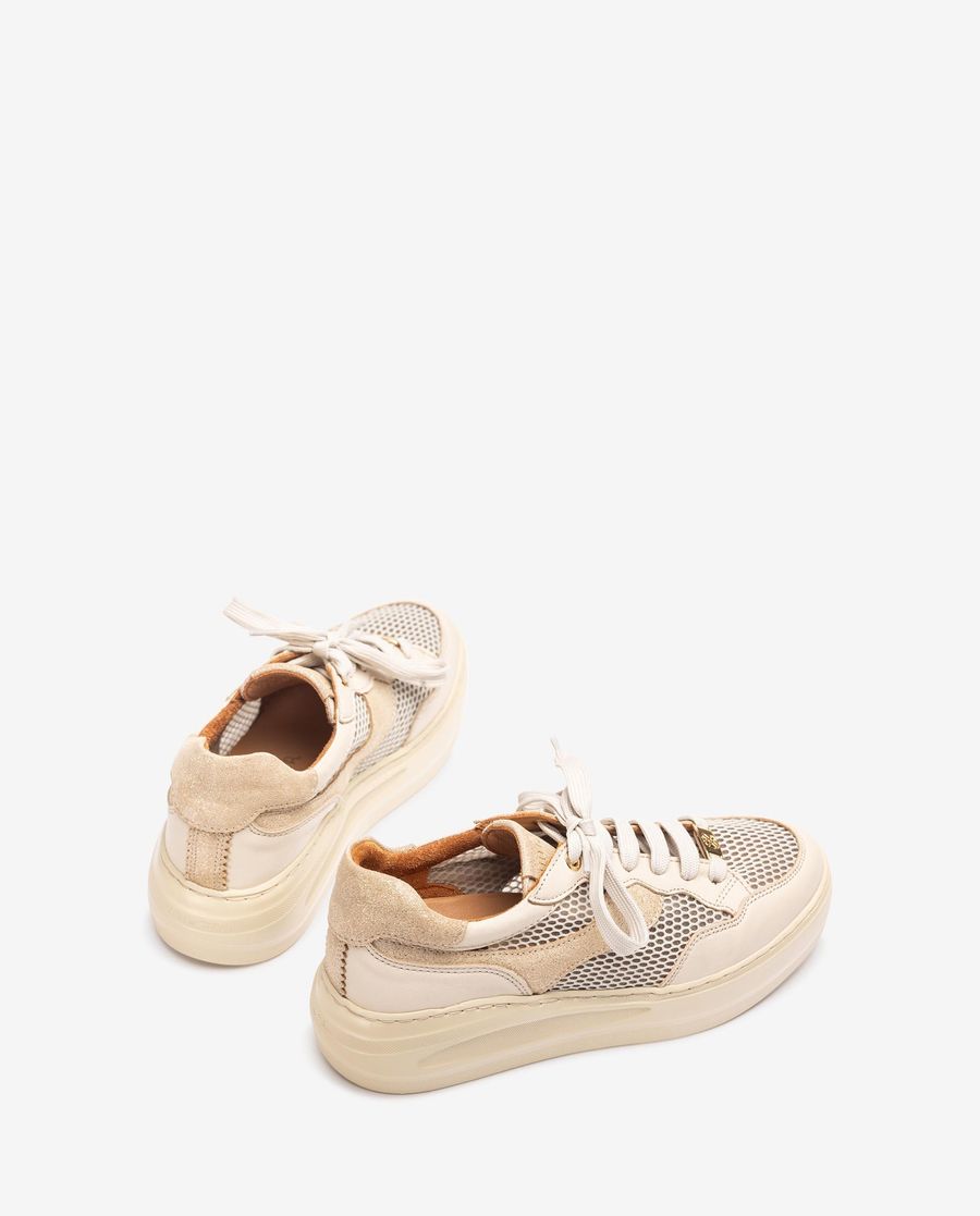 Baskets en cuir et résille Unisa Femme - Blanc