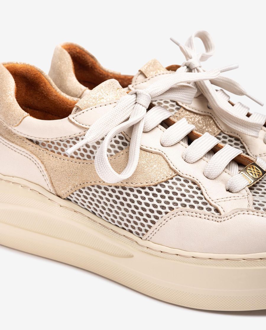 Baskets en cuir et résille Unisa Femme - Blanc