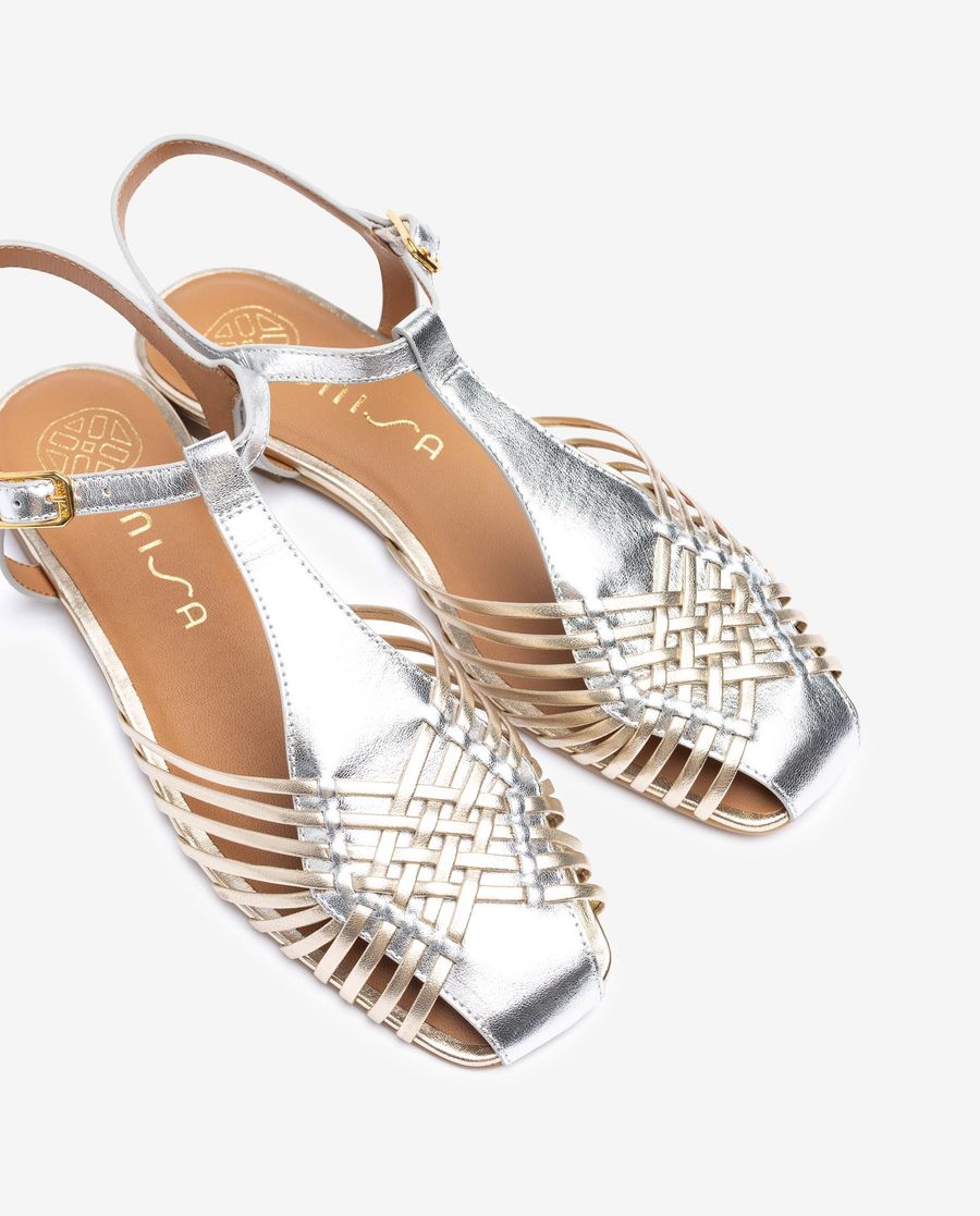 Sabots en cuir Unisa pour femme - Argenté/Platine