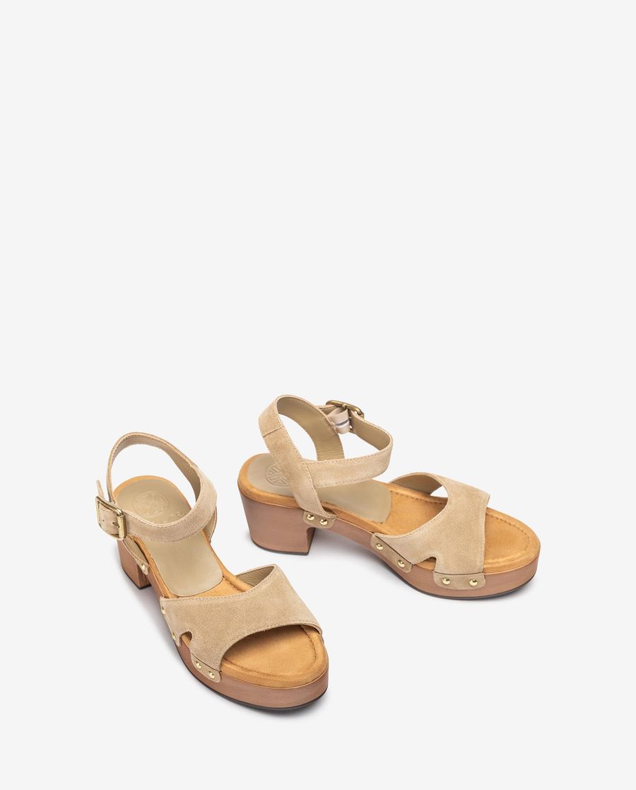 Sandale en daim à motif bloc Unisa Femme - Beige