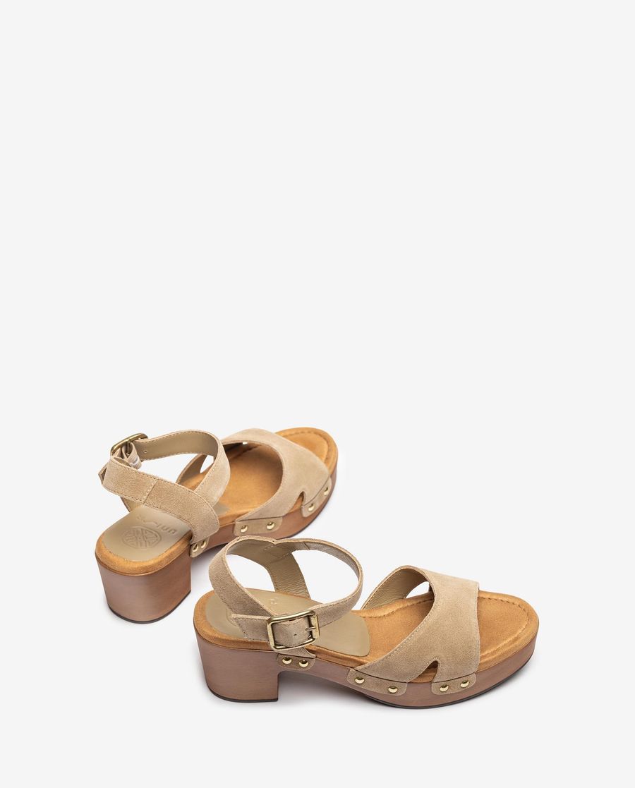 Sandale en daim à motif bloc Unisa Femme - Beige