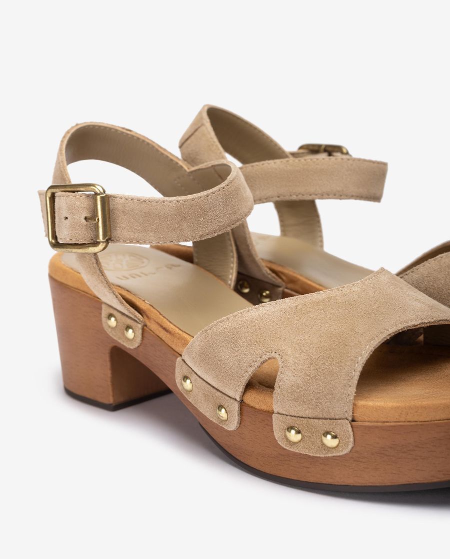 Sandale en daim à motif bloc Unisa Femme - Beige