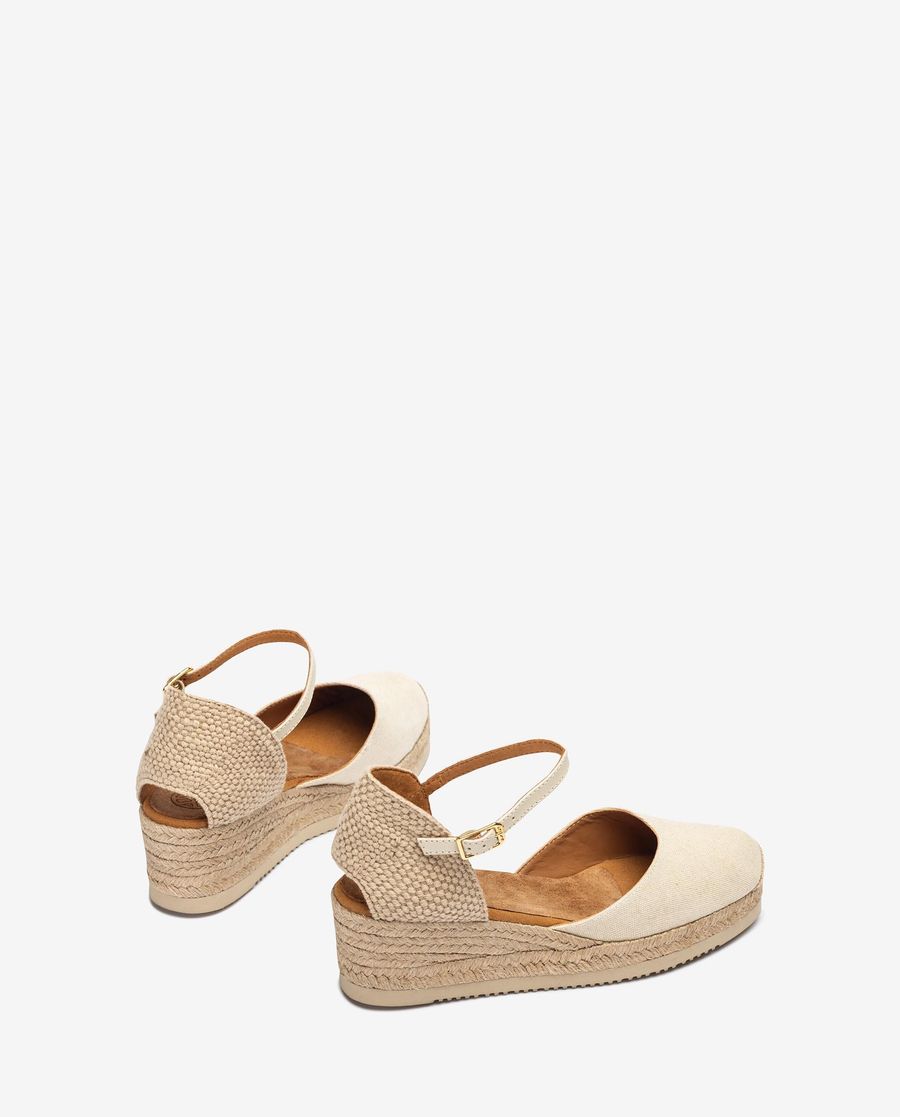 Espadrilles compensées basses Unisa Femme en Ecolino - Blanc