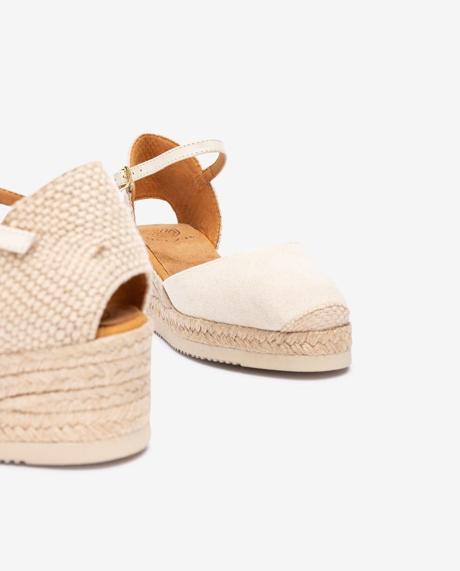 Espadrilles compensées basses Unisa Femme en Ecolino - Blanc