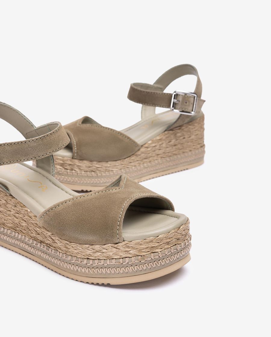 Sandales carrées avec détails pour femme - Vert