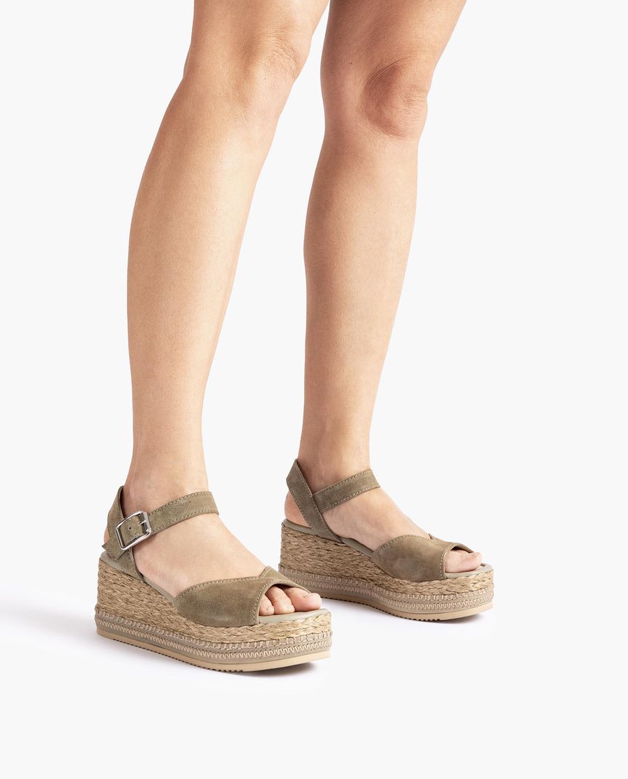 Sandales carrées avec détails pour femme - Vert