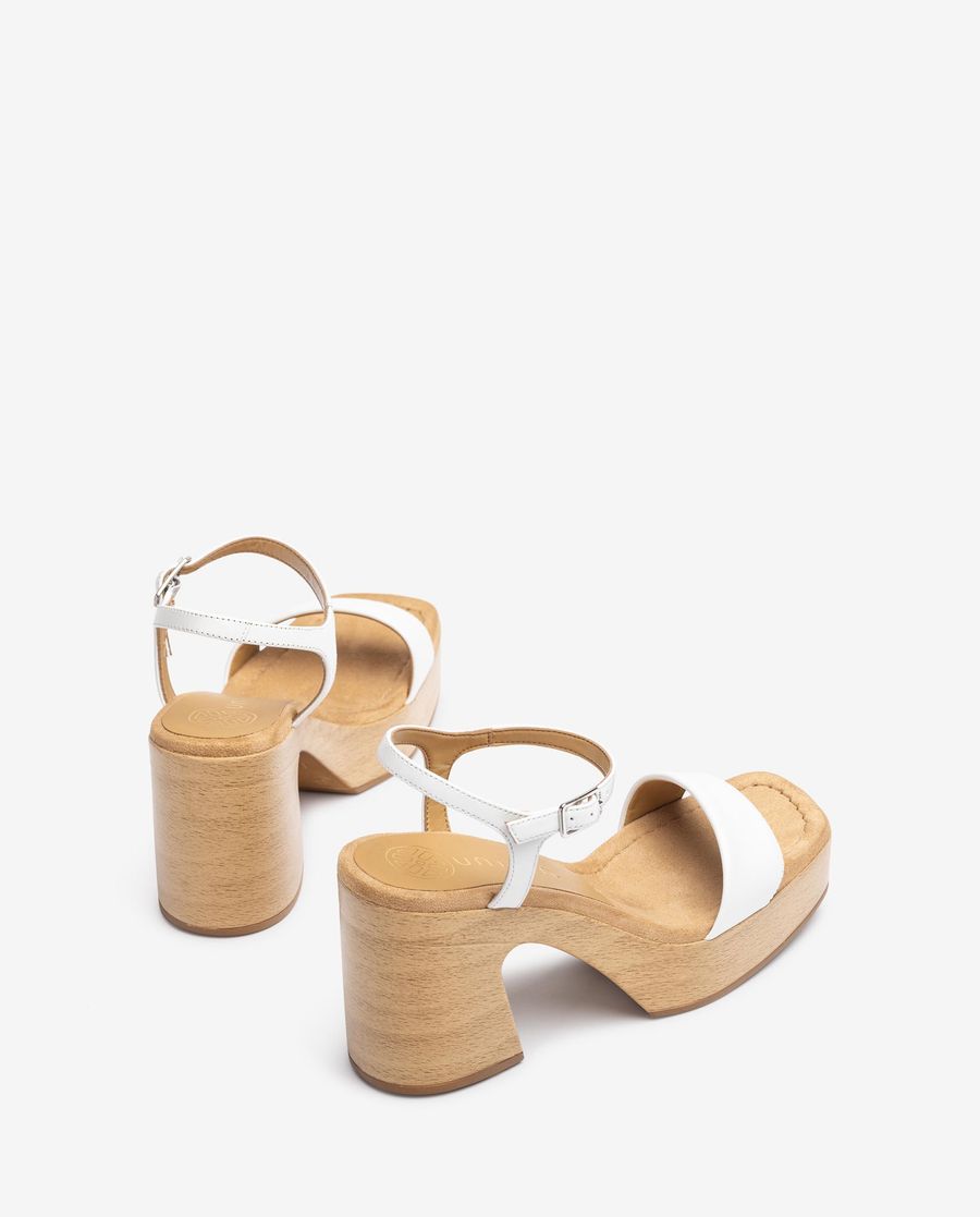 Sandales carrées en cuir Unisa pour femme - Blanc