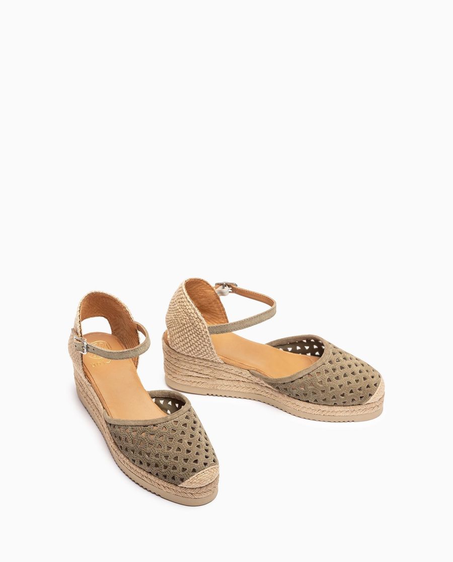 Espadrilles compensées basses perforées Unisa pour femme - Vert