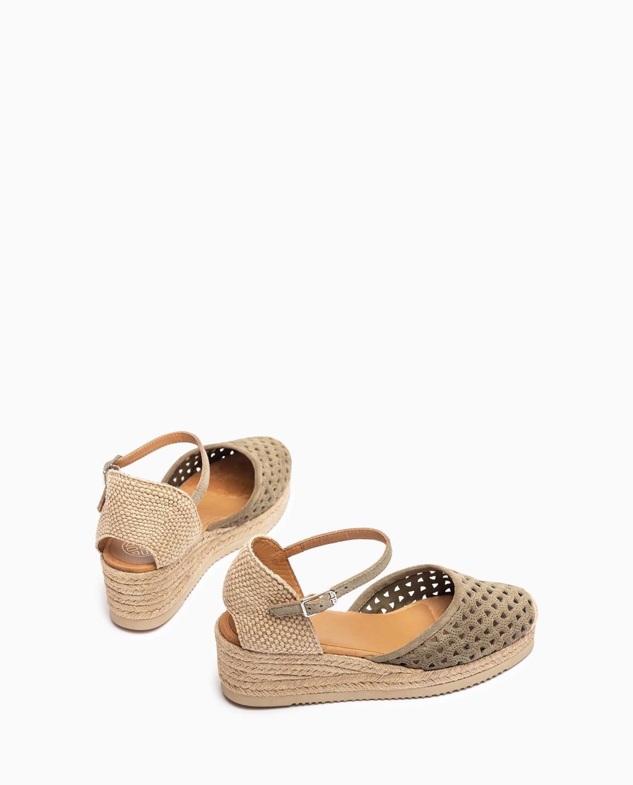 Espadrilles compensées basses perforées Unisa pour femme - Vert