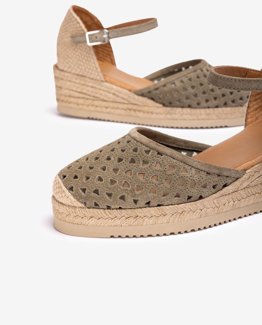 Espadrilles compensées basses perforées Unisa pour femme - Vert