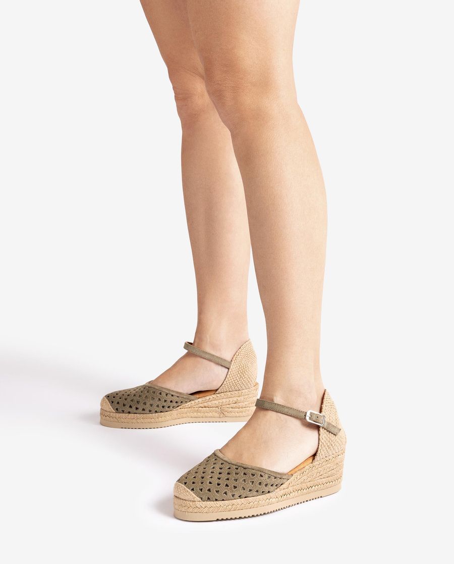 Espadrilles compensées basses perforées Unisa pour femme - Vert