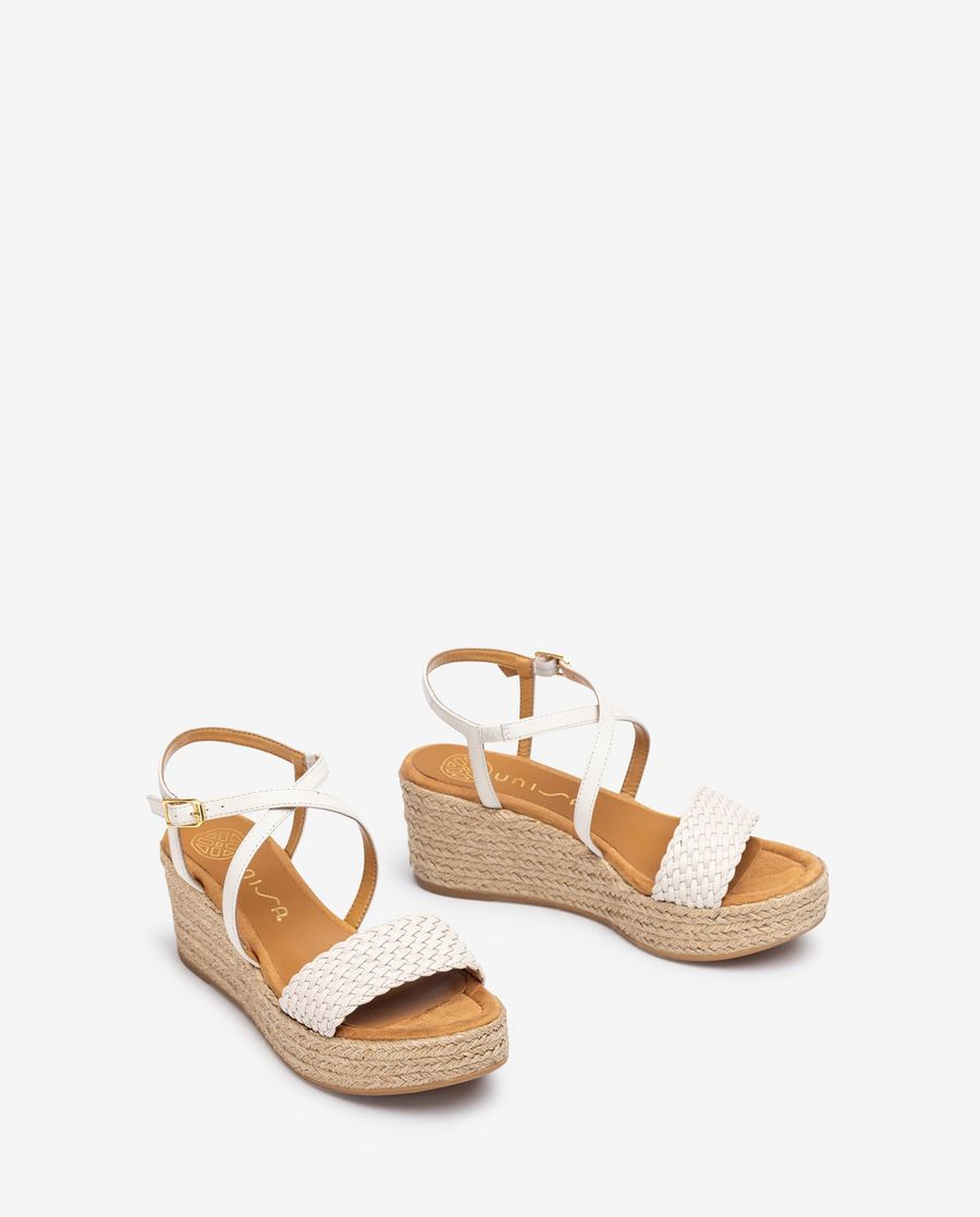 Sandales en cuir raphia Unisa pour femme - Blanc