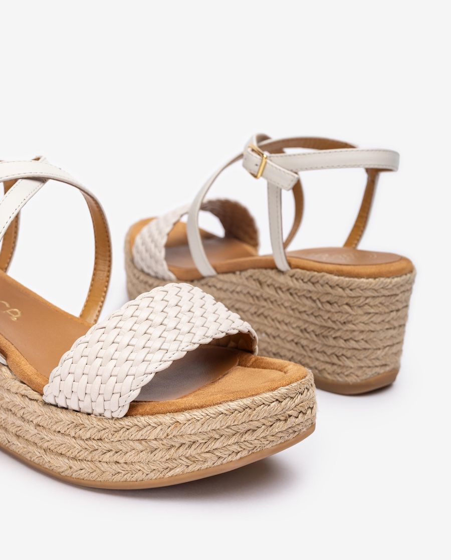 Sandales en cuir raphia Unisa pour femme - Blanc