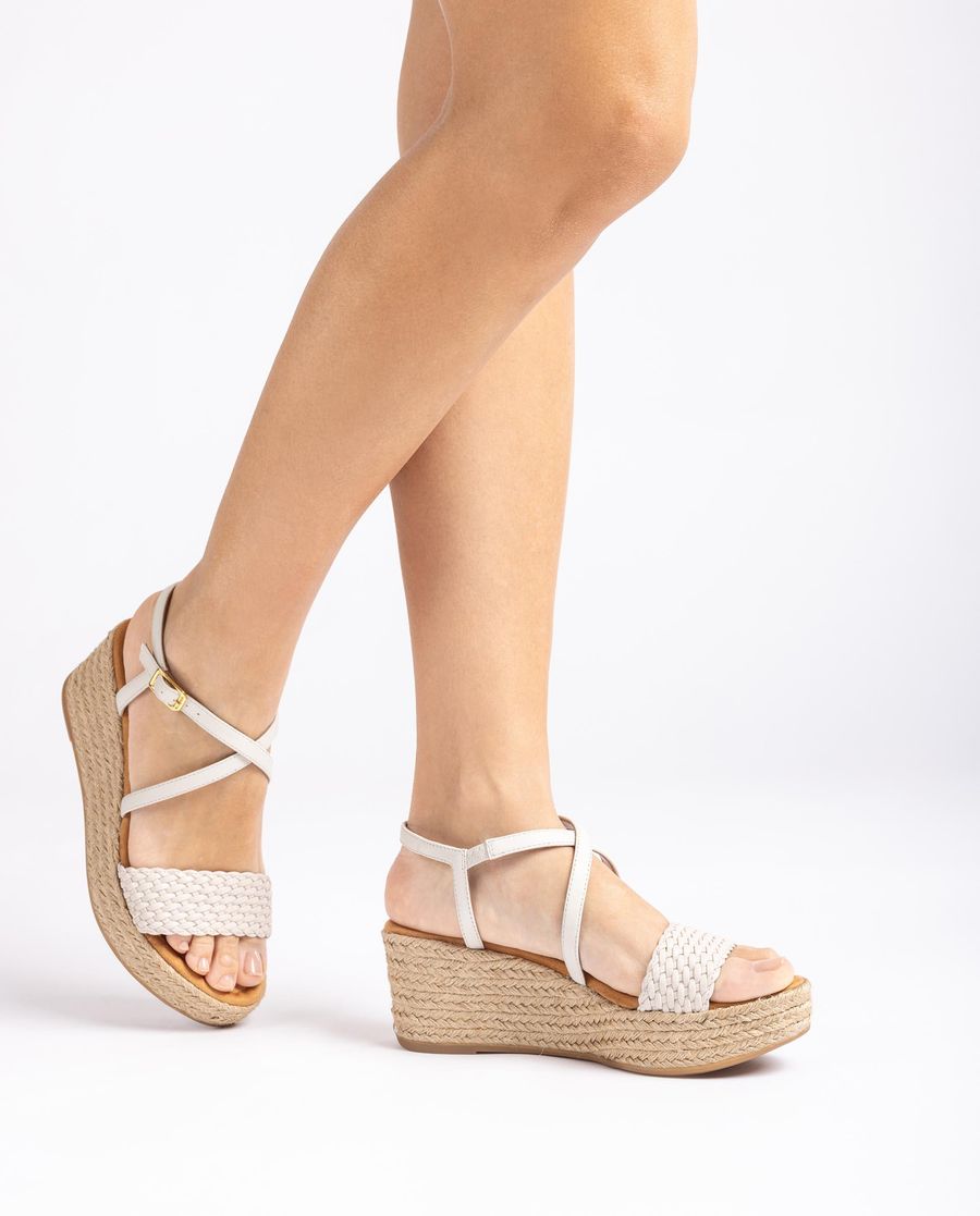 Sandales en cuir raphia Unisa pour femme - Blanc