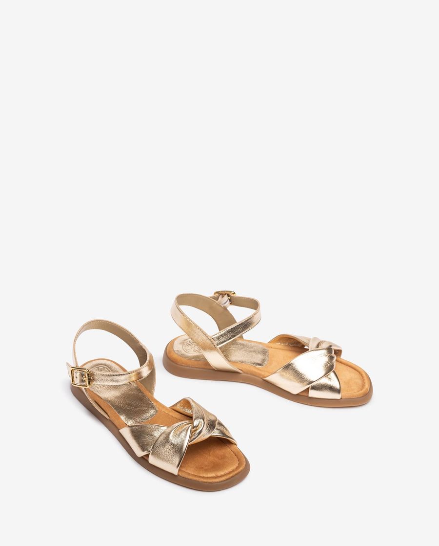 Sandales plates matelassées Unisa pour femme - Doré