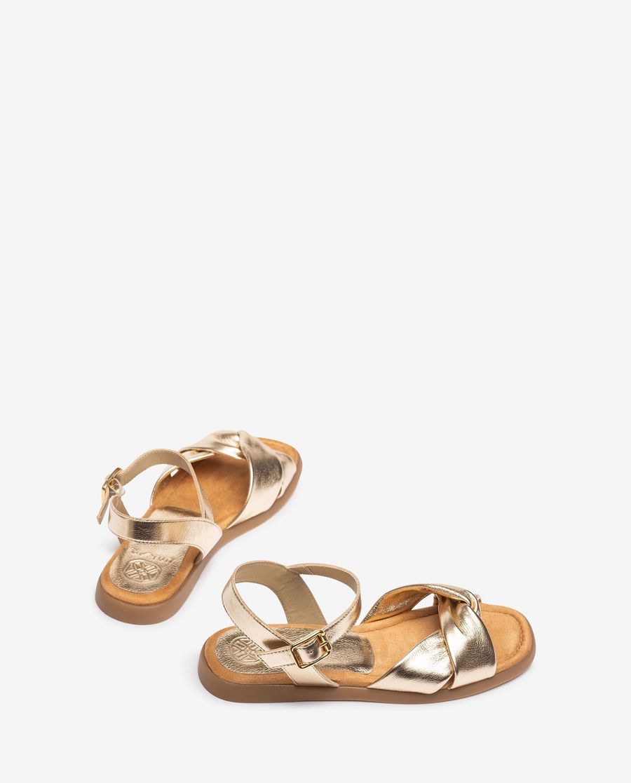 Sandales plates matelassées Unisa pour femme - Doré