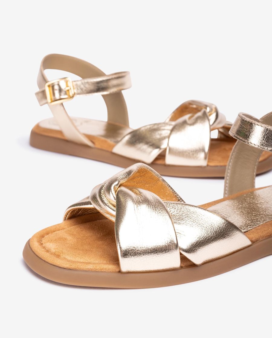 Sandales plates matelassées Unisa pour femme - Doré