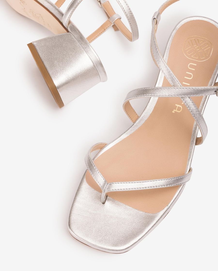 Sandales Unisa à talon large pour femme - Argent