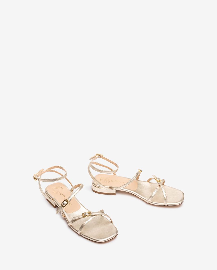 Sandales plates à boucle et brides Unisa pour femme - Doré