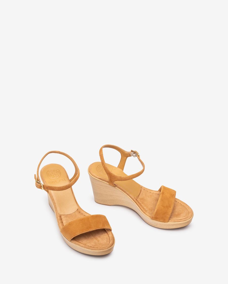 Sandales compensées effet bois Unisa pour femme - Marron