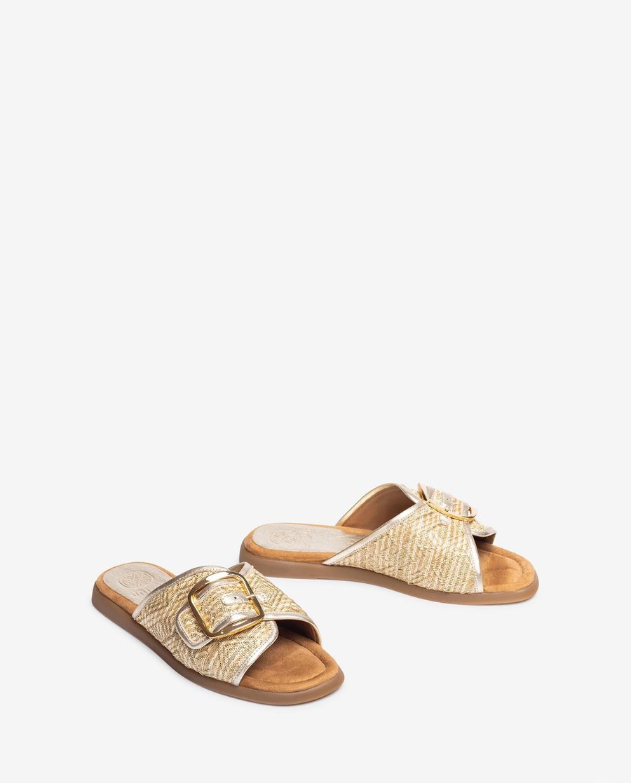 Sandales plates à boucle Unisa pour femme - Doré