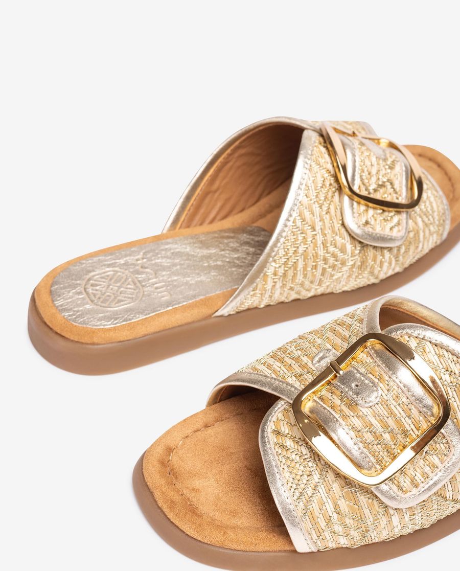 Sandales plates à boucle Unisa pour femme - Doré