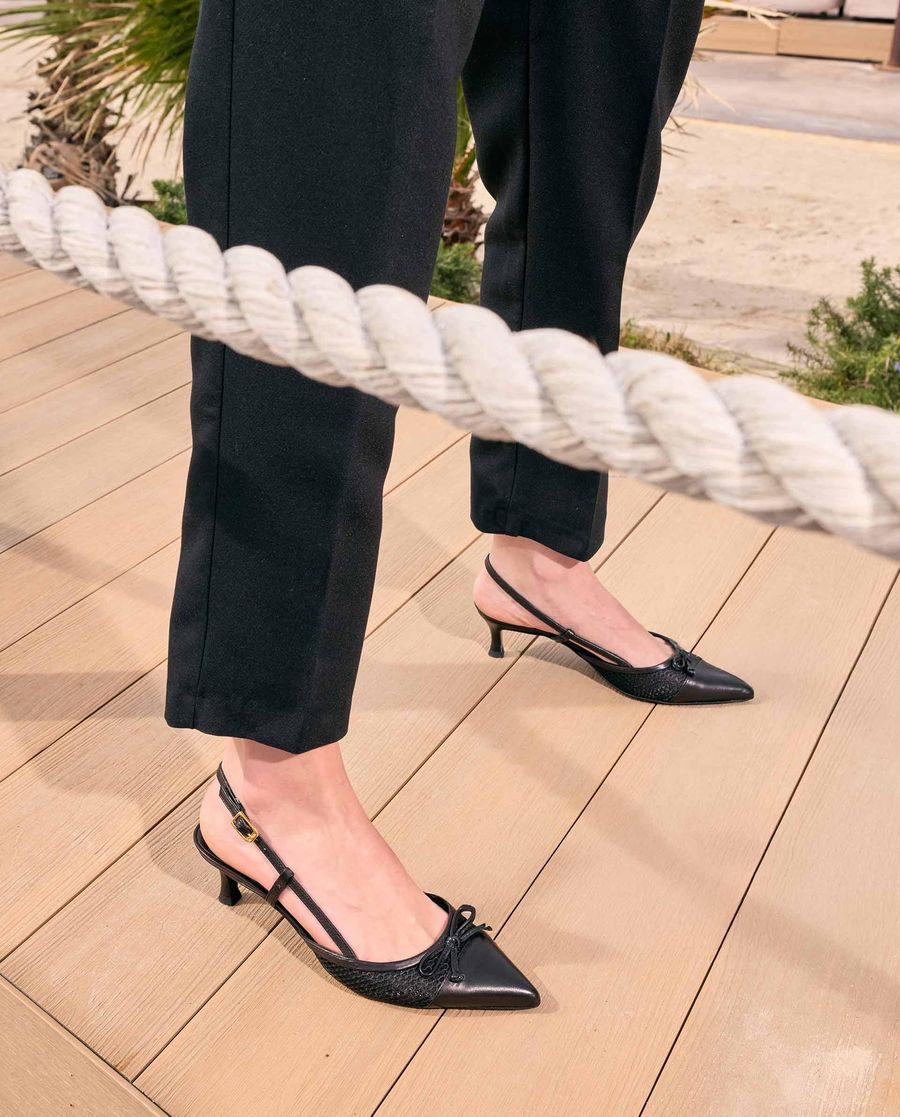 Espadrilles Unisa Femme en maille avec bride arrière - Noir