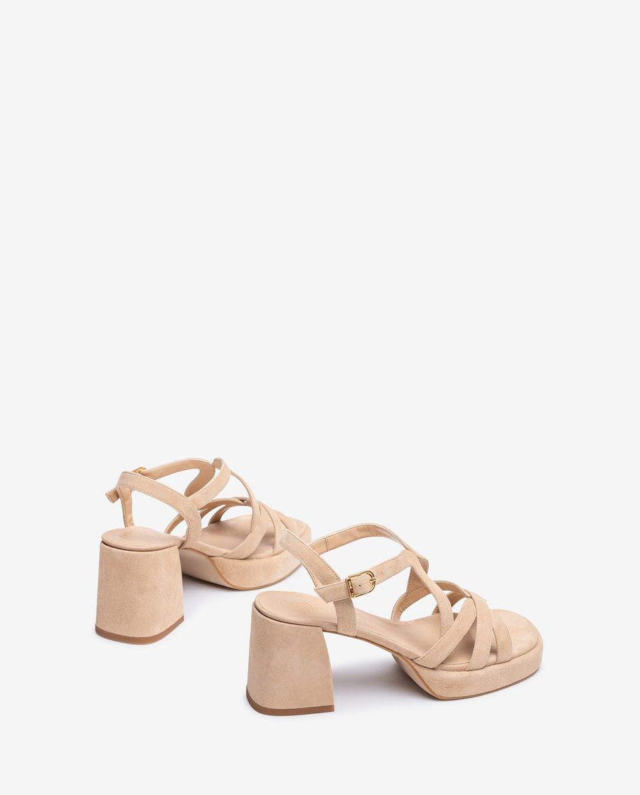 Sandales Unisa Femme en daim à talon carré - Beige