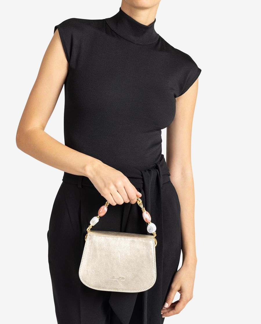 Sac à Main Femme avec Chaîne et Ornements Unisa - Doré